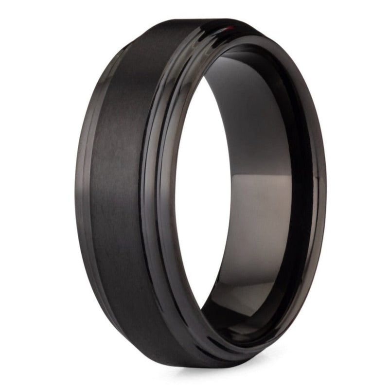 The Golfer- Black Tungsten Men's Wedding Ring | Madera Bands