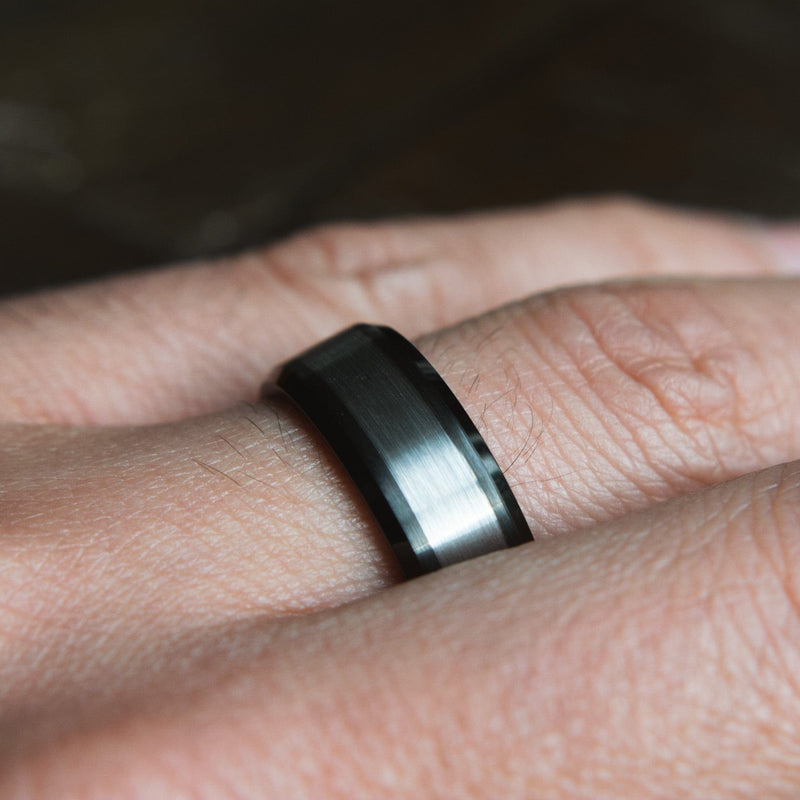 The GQ- Black Tungsten Men's Wedding Ring | Madera Bands