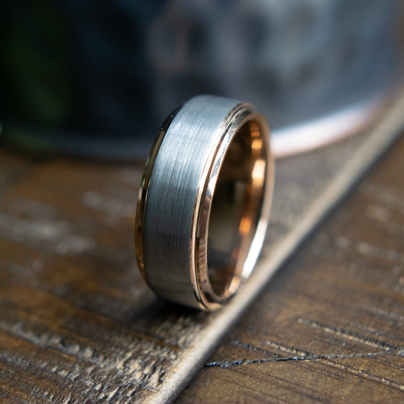 The Graysen- Tungsten Rose Gold Men’s Wedding Ring | Madera Bands