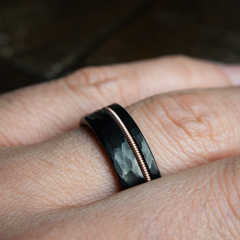 Hammered Black Tungsten Wedding Bands | The Hendrix