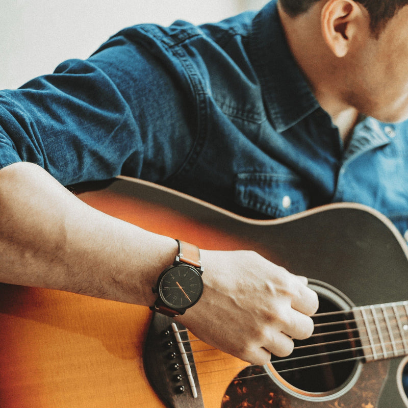 The Hendrix- Rose Gold Tungsten Opal Guitar Men's Ring | Madera Bands