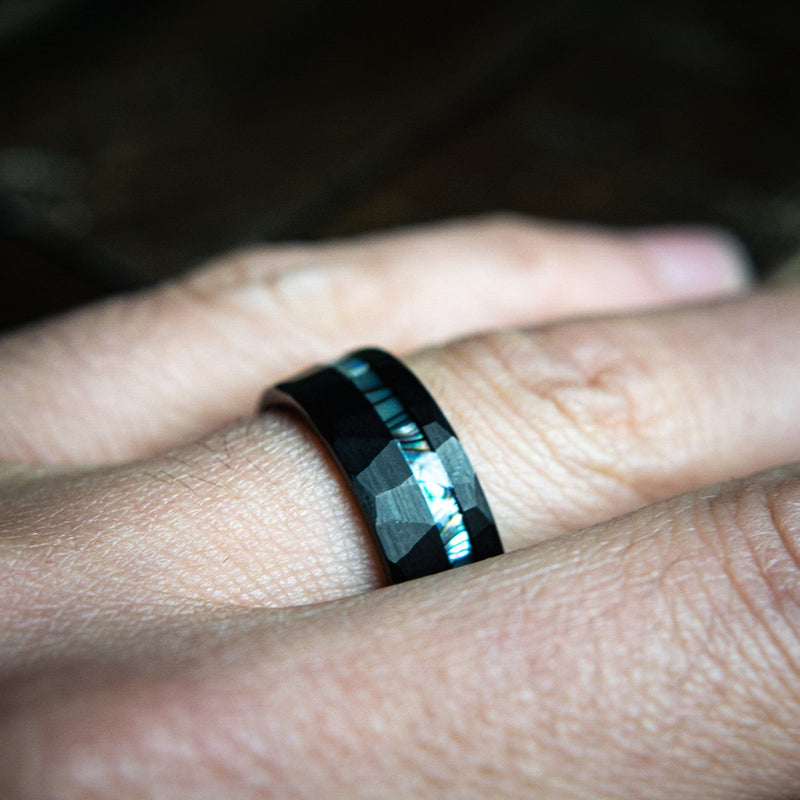 The Jonah- Black Tungsten & Abalone Men's Wedding Ring | Madera Bands
