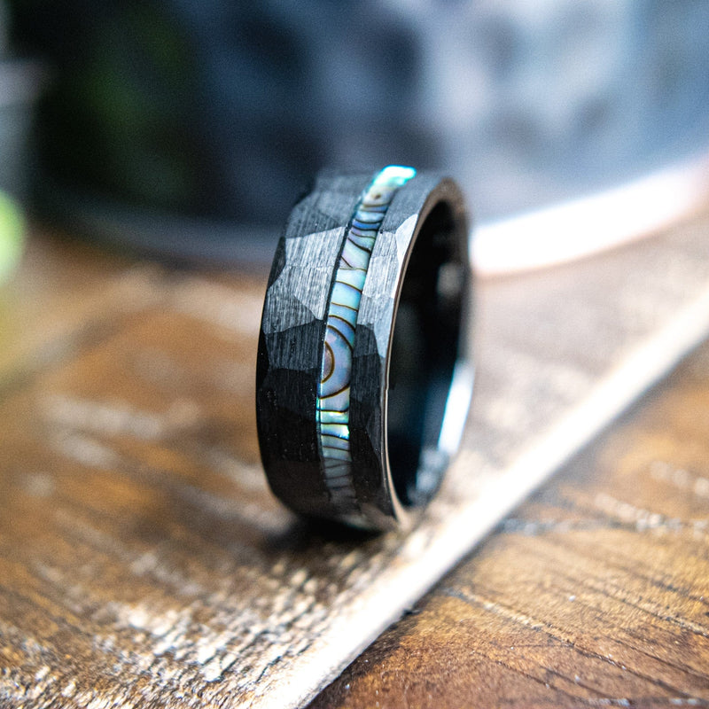 The Jonah- Black Tungsten & Abalone Men's Wedding Ring | Madera Bands