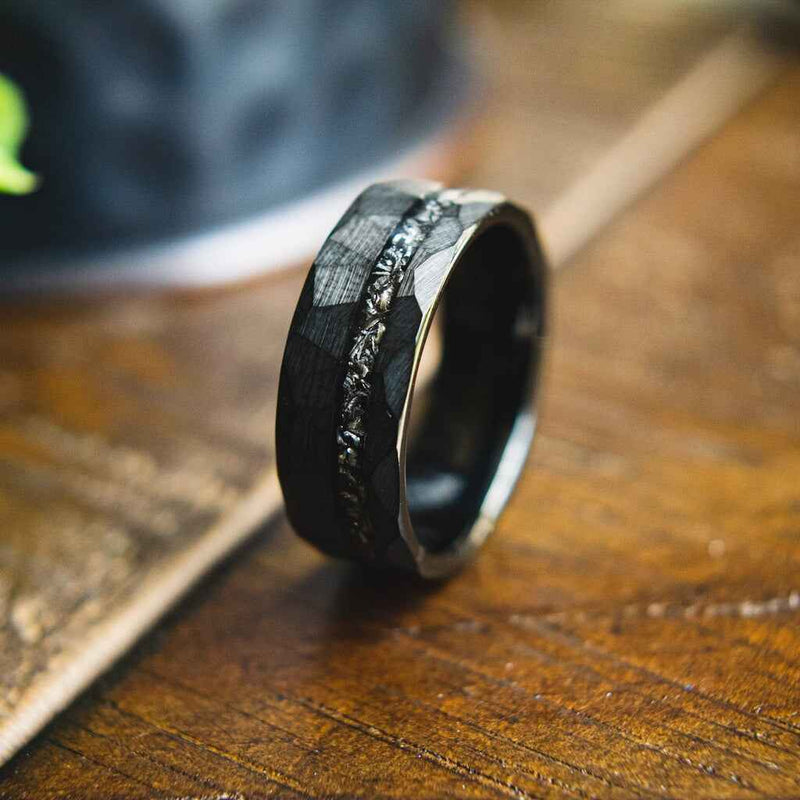 The Kent- Black Tungsten & Meteorite Men's Wedding Ring | Madera Bands