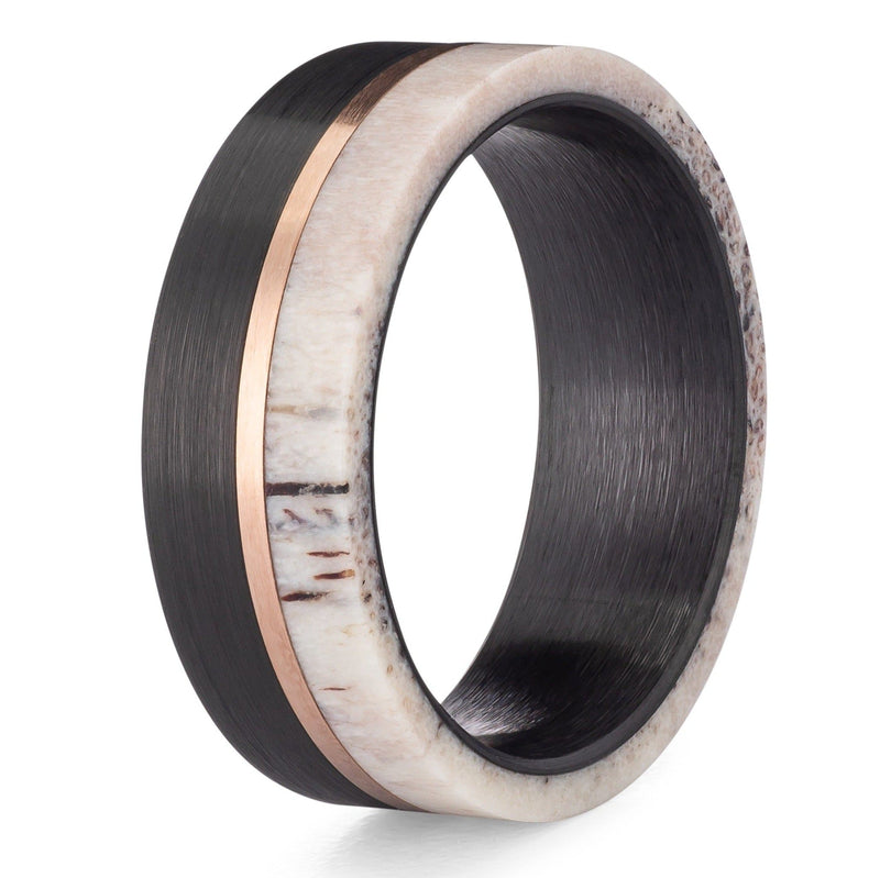 The Lewis- Deer Antler, Copper & Tungsten Men's Wedding Ring | Madera Bands