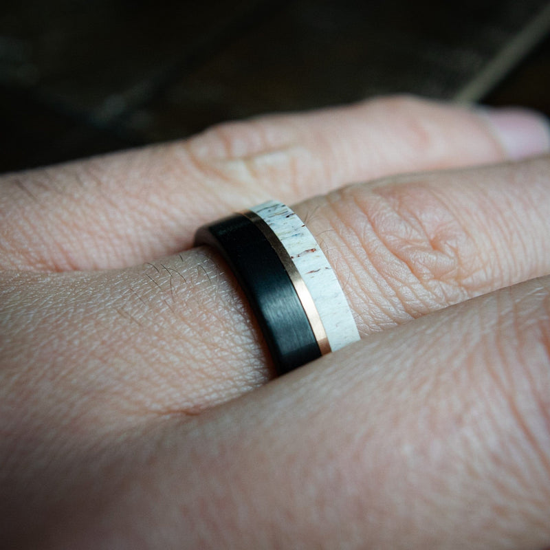 The Lewis- Deer Antler, Copper & Tungsten Men's Wedding Ring | Madera Bands