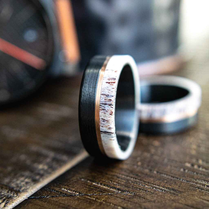The Lewis- Deer Antler Men's Wedding Ring | Madera Bands