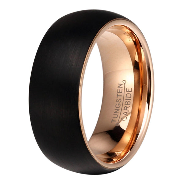 The Liam- Black Tungsten & Rose Gold Men's Wedding Ring | Madera Bands