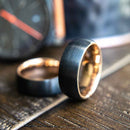 The Liam- Black Tungsten & Rose Gold Men's Wedding Ring | Madera Bands