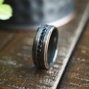 The Loui V- Black Zirconium Black Diamond Rose Gold Men's Wedding Ring | Madera Bands