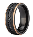 The Loui V- Black Zirconium Black Diamond Rose Gold Men's Wedding Ring | Madera Bands