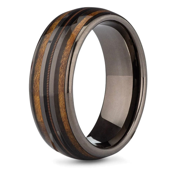 The Marley- Guitar String Wood Tungsten Men’s Wedding Ring | Madera Bands