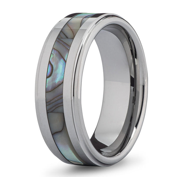 The Masterpiece- Tungsten and Abalone Men’s Wedding Rings | Madera Bands