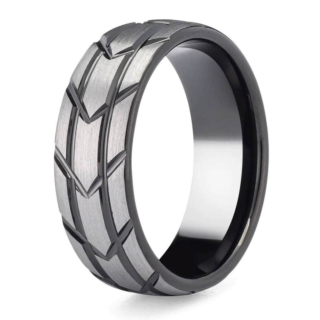 The Mechanic- Tire Men’s Wedding Rings | Madera Bands 