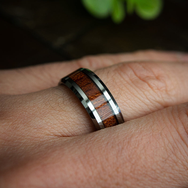 The Portland- Tungsten & Koa Wood Men's Wedding Ring | Madera Bands
