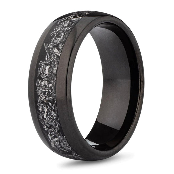 The Romeo 2.0- Meteorite Black Tungsten Men's Wedding Ring | Madera Bands