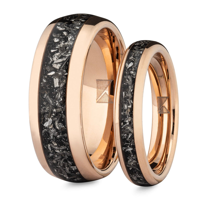 The Romeo & Juliet- Couples His and Hers Meteorite Wedding Rings | Madera Bands
