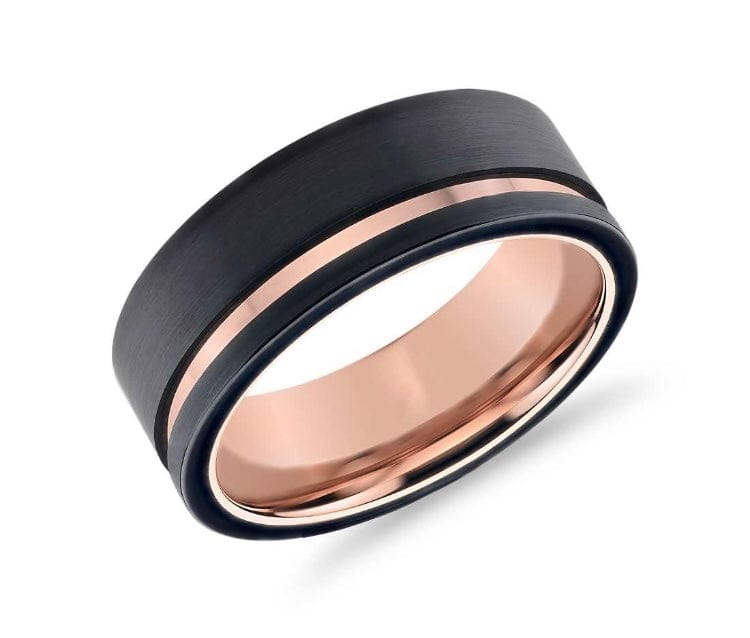 The Royce- Tungsten Rose Gold Men's Wedding Ring | Madera Bands