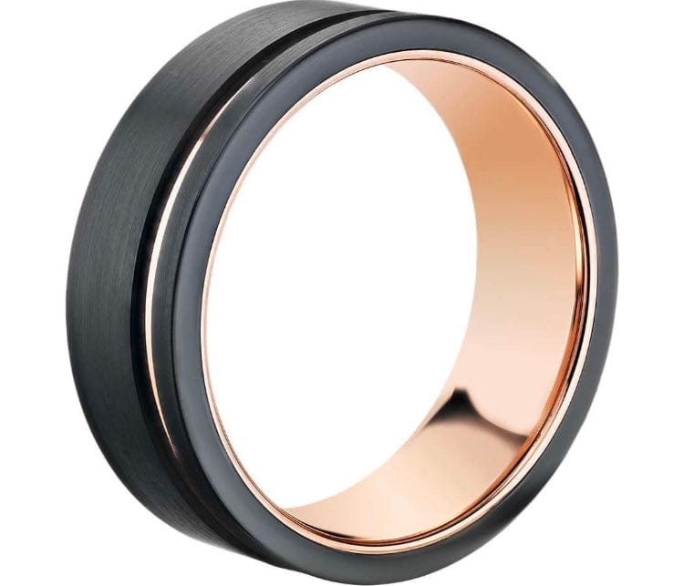 The Royce- Tungsten Rose Gold Men's Wedding Ring | Madera Bands