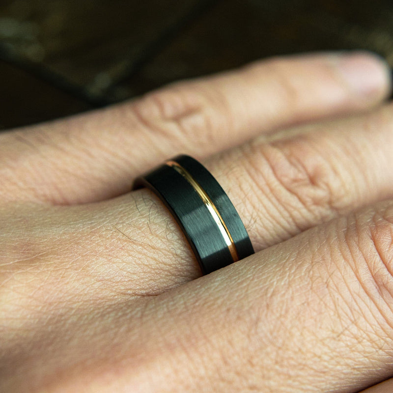 The Royce- Tungsten Rose Gold Men's Wedding Ring | Madera Bands